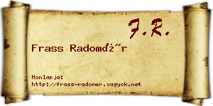Frass Radomér névjegykártya